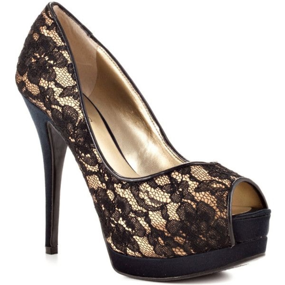 Guess, lace detail, open toe, high heel, 11